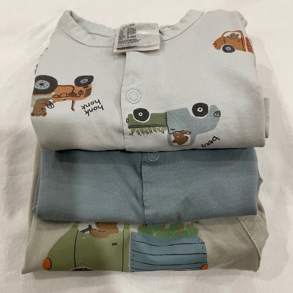 H&M 3-pack cotton jumpsuits -9-12M - Picture 2 of 2